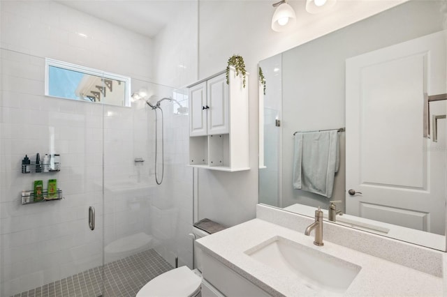 5917 Cat Claw Ln, Bradenton, FL 34210 - bathroom with vanity, a shower stall, and toilet
