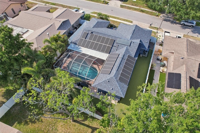 drone / aerial view with a residential view
