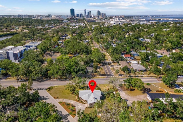 aerial view with a city view
