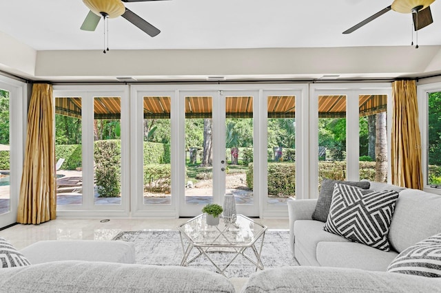 sunroom featuring french doors