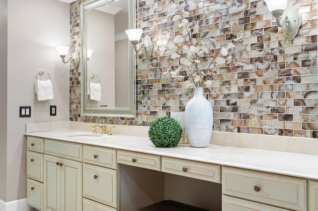 bathroom featuring backsplash and vanity