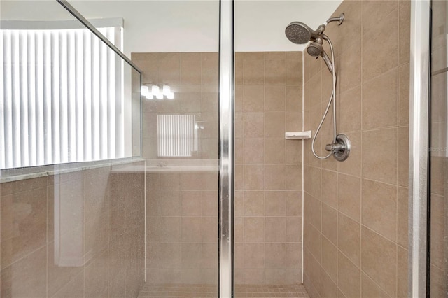 bathroom featuring a stall shower