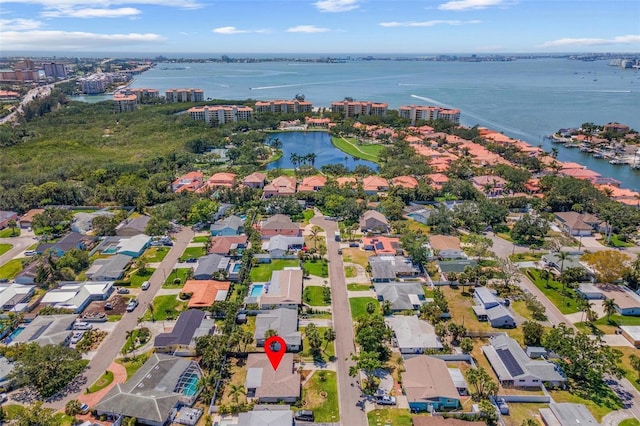 4340 50th Ter S, Saint Petersburg, FL 33711 - birds eye view of property featuring a water view and a residential view