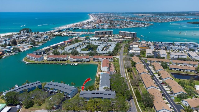aerial overview of property's location with a nearby body of water