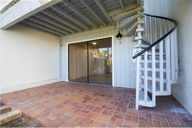 view of patio with stairway