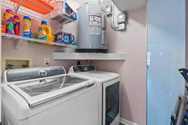 3600 Magnolia Ridge Cir Unit 1221-G, Palm Harbor, FL 34684 - laundry area with baseboards, water heater, laundry area, and washing machine and dryer