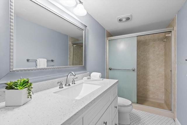 3600 Magnolia Ridge Cir Unit 1221-G, Palm Harbor, FL 34684 - full bathroom with a shower stall, vanity, tile patterned floors, toilet, and visible vents