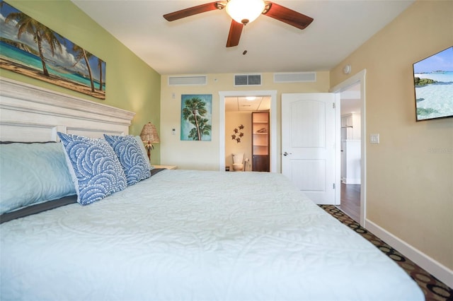 399 2nd St Unit 313, Indian Rocks Beach, FL 33785 - bedroom with ceiling fan, baseboards, and visible vents
