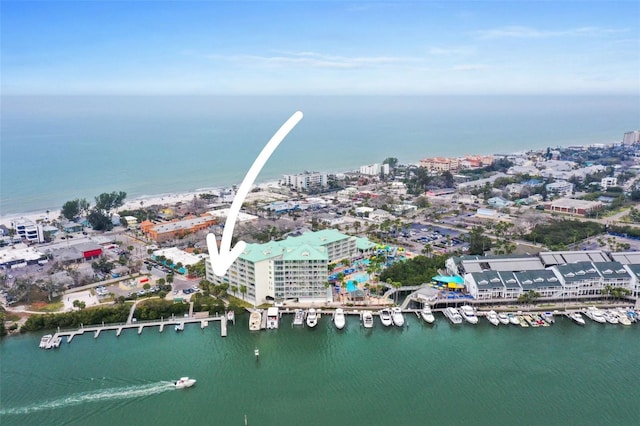 399 2nd St Unit 313, Indian Rocks Beach, FL 33785 - birds eye view of property featuring a city view and a water view