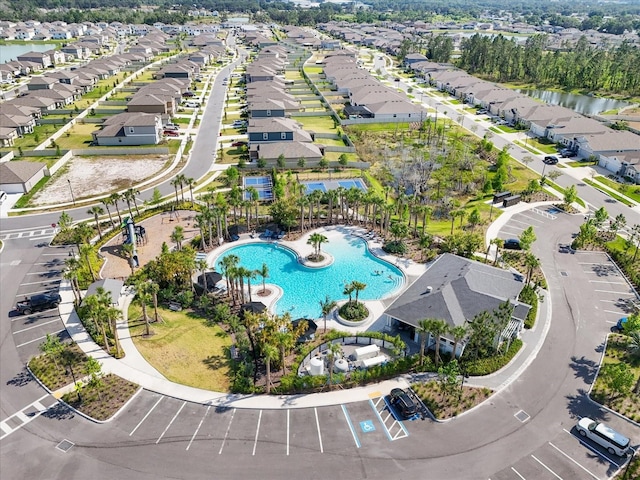 drone / aerial view with a residential view