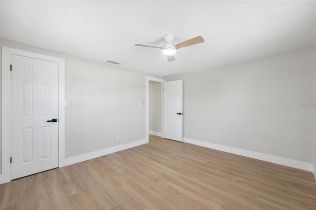 13810 Malcolm Ave, Hudson, FL 34667 - spare room with ceiling fan, light wood-style flooring, and baseboards