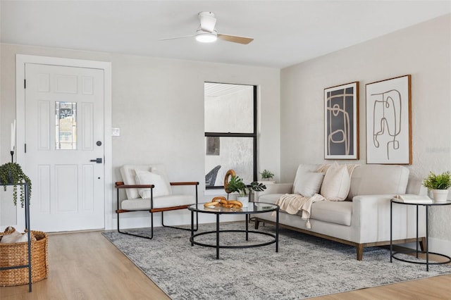 13810 Malcolm Ave, Hudson, FL 34667 - living room featuring wood finished floors and ceiling fan