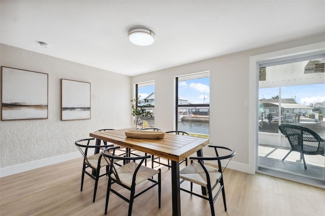 13810 Malcolm Ave, Hudson, FL 34667 - dining space featuring healthy amount of natural light, baseboards, light wood-style floors, and a textured wall