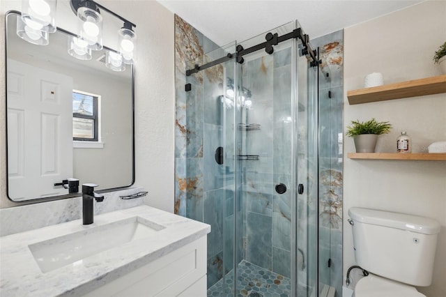 13810 Malcolm Ave, Hudson, FL 34667 - full bathroom with vanity, toilet, and a shower stall