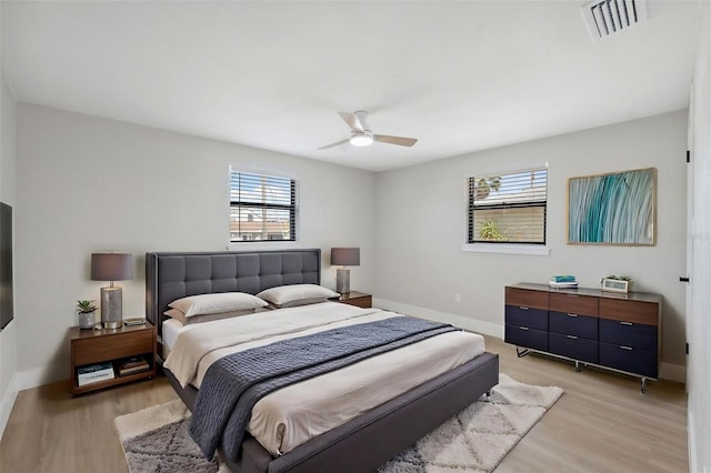 13810 Malcolm Ave, Hudson, FL 34667 - bedroom featuring light wood finished floors, baseboards, and ceiling fan
