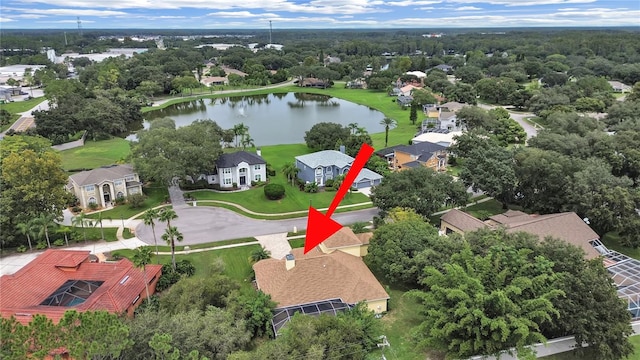 1312 Fishing Lake Dr, Odessa, FL 33556 - aerial view featuring a residential view and a water view