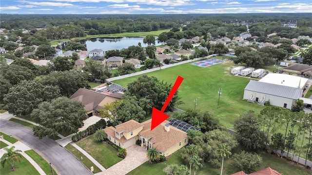 1312 Fishing Lake Dr, Odessa, FL 33556 - bird's eye view with a water view and a residential view