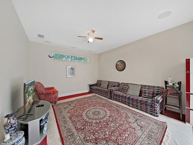 1312 Fishing Lake Dr, Odessa, FL 33556 - living area with baseboards, a ceiling fan, and visible vents