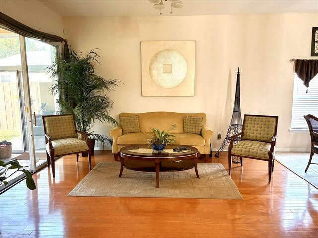 living room with wood finished floors