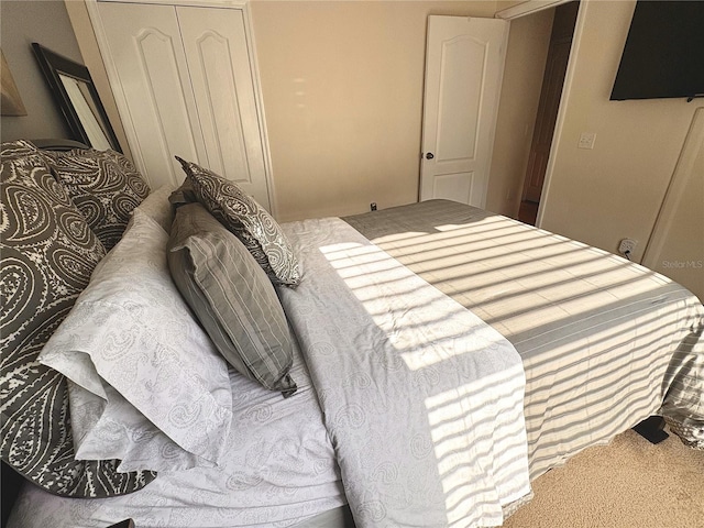 bedroom featuring a closet and carpet