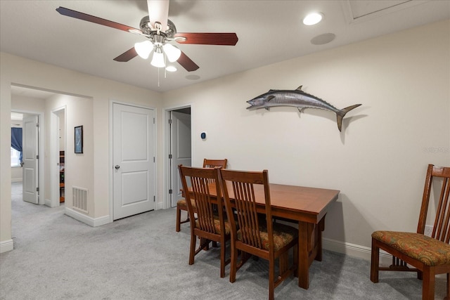 6225 Scarlet Darter Way, Tampa, FL 33625 - dining room featuring baseboards, a ceiling fan, light carpet, and recessed lighting