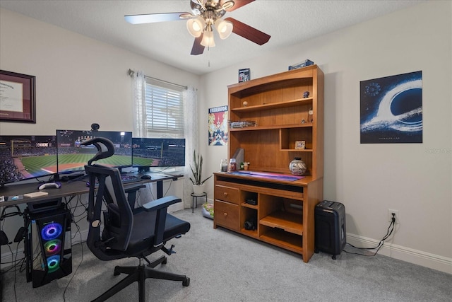 6225 Scarlet Darter Way, Tampa, FL 33625 - home office with light colored carpet, a ceiling fan, and baseboards