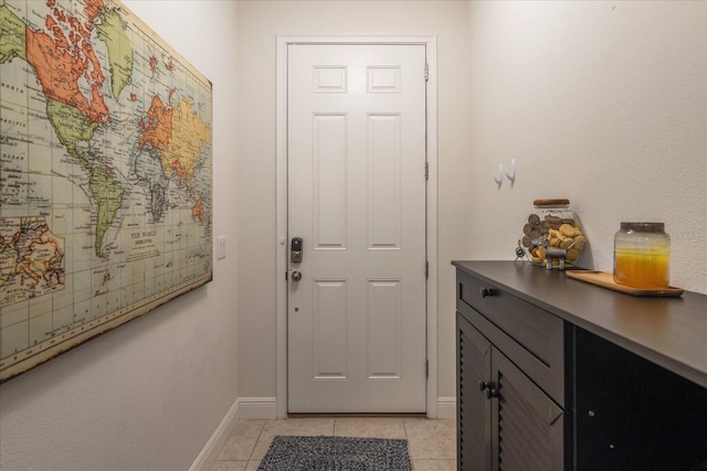 6225 Scarlet Darter Way, Tampa, FL 33625 - doorway to outside with baseboards and light tile patterned floors