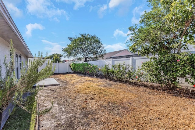 view of yard with a fenced backyard