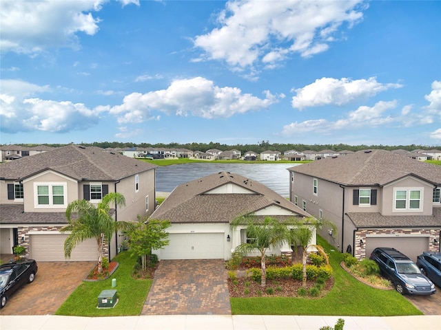 5059 Bromeliad Ave, Wimauma, FL 33598 - view of front of home with a residential view, decorative driveway, and stucco siding