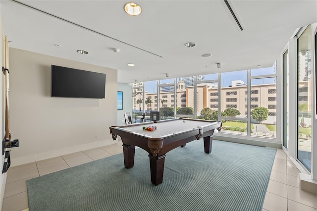 175 1st St S Unit 2603, Saint Petersburg, FL 33701 - playroom with light tile patterned floors, recessed lighting, baseboards, and pool table