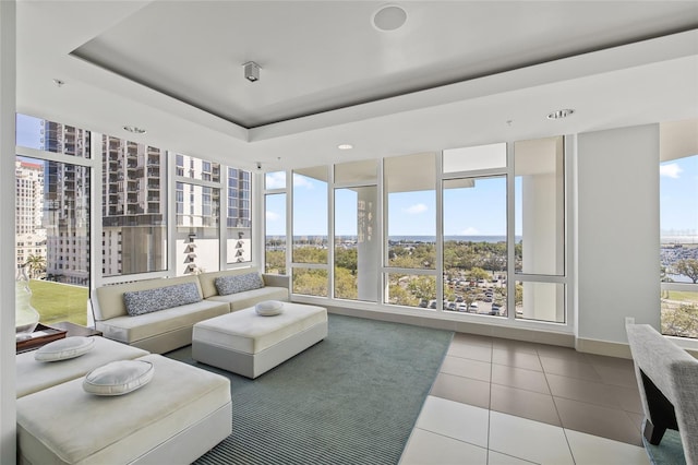 175 1st St S Unit 2603, Saint Petersburg, FL 33701 - sunroom / solarium featuring recessed lighting, tile patterned flooring, and expansive windows