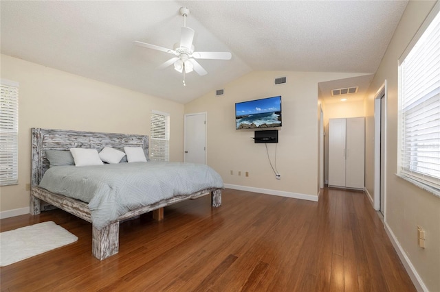1916 Sandstone Pl, Clearwater, FL 33760 - bedroom featuring visible vents, wood finished floors, and vaulted ceiling