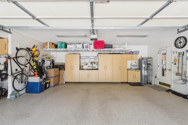 garage with water heater