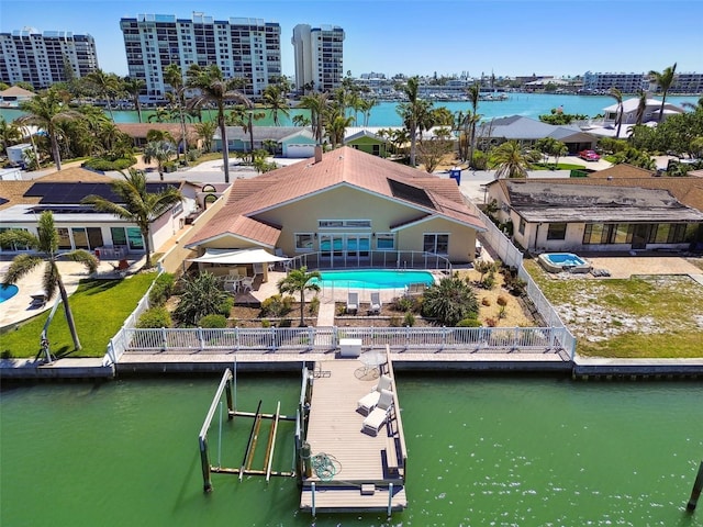 17 Bellevue Dr, Treasure Island, FL 33706 - aerial view of property and surrounding area featuring a pool and a large body of water