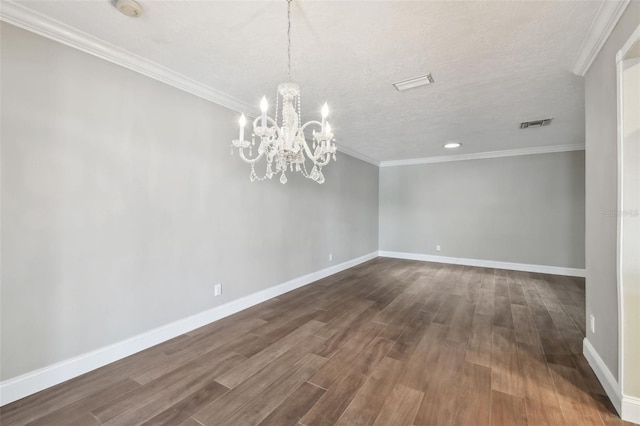 17 Bellevue Dr, Treasure Island, FL 33706 - spare room featuring dark wood-type flooring, a chandelier, baseboards, crown molding, and a smoke detector