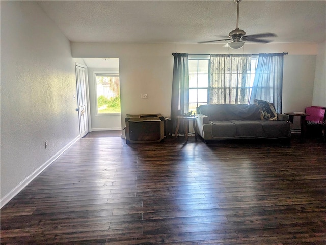 37654 Eiland Blvd, Zephyrhills, FL 33542 - living area featuring a textured ceiling, dark wood-style flooring, and a textured wall