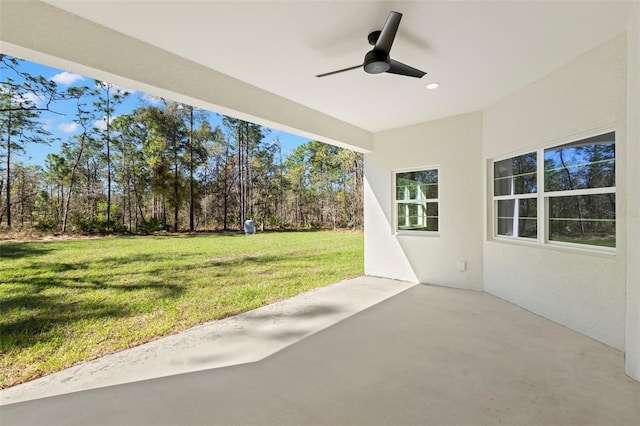 view of patio with a ceiling fan