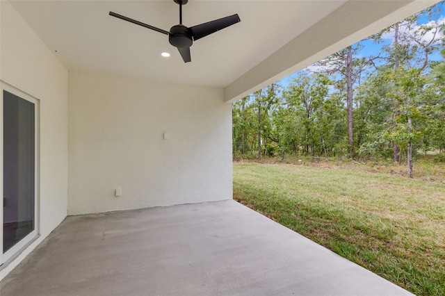 view of patio with a ceiling fan