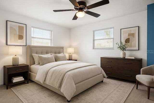 771 Murphy Ave N, Saint Petersburg, FL 33703 - bedroom featuring multiple windows, light carpet, and a ceiling fan