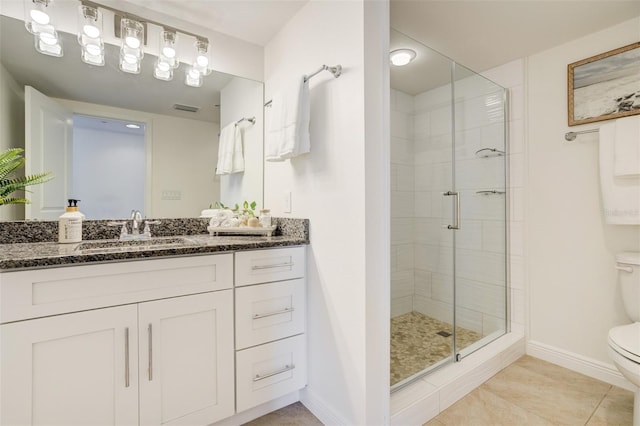 223 Island Way Unit 5D, Clearwater Beach, FL 33767 - full bath with visible vents, a shower stall, vanity, baseboards, and toilet