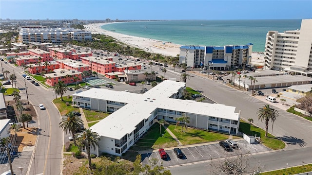 bird's eye view with a view of city, a beach view, and a water view