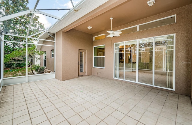 617 Glastonbury Ct, Spring Hill, FL 34609 - unfurnished sunroom featuring a ceiling fan and plenty of natural light