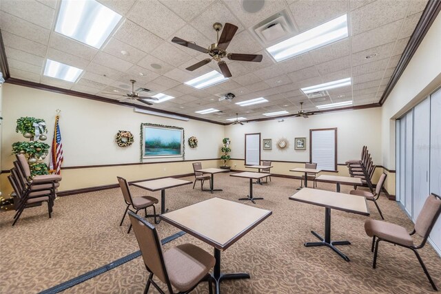 617 Glastonbury Ct, Spring Hill, FL 34609 - carpeted home office featuring a drop ceiling, baseboards, and ornamental molding