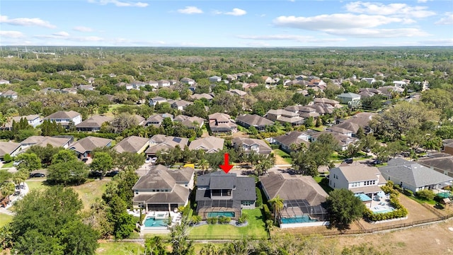 bird's eye view with a residential view