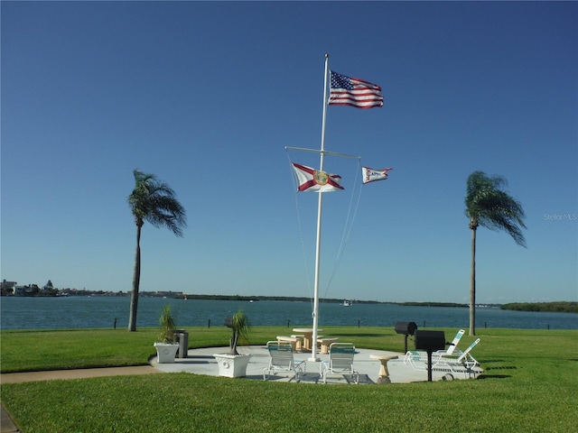 1 Key Capri Unit 608E, Treasure Island, FL 33706 - surrounding community with a yard and a water view