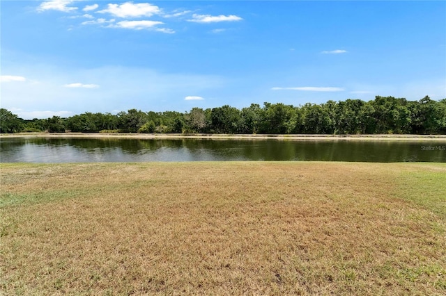 property view of water with a wooded view