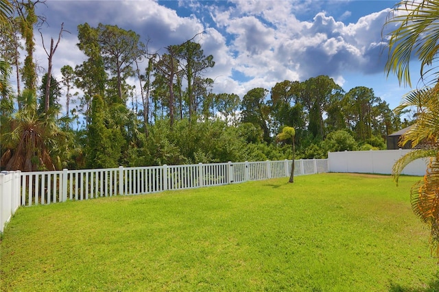 view of yard featuring a fenced backyard
