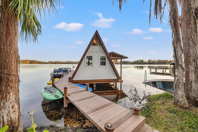 dock area featuring a water view