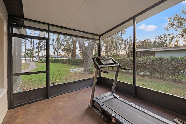 view of unfurnished sunroom