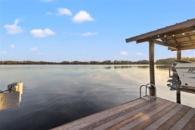view of dock featuring a water view